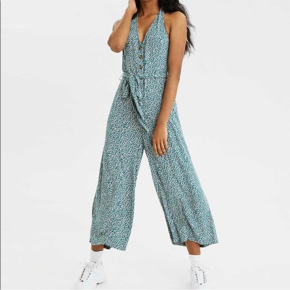 American Eagle Outfitters Teal Jumpsuit